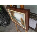 Средна картина масло на платно Испания , уникална двойна рамка трезор - 3588